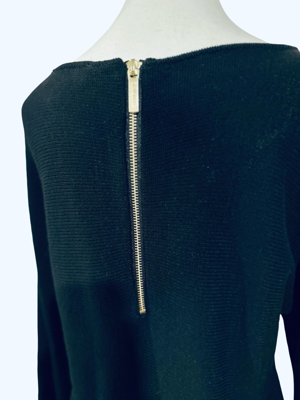Michael Kors Black Long-Sleeve Boatneck Top with Back Zip Closure - Small, New - Picture 4 of 5